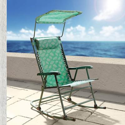 Garden Chair With Canopy, Green, Outdoor Rocking Chair H107 X W68 X D94cm, Weight Capacity 120kg