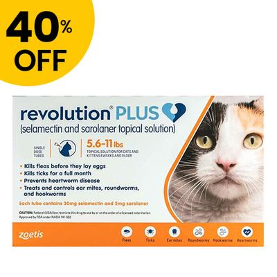 40% Off Revolution Plus For Medium Cats 5.5-11lbs (Orange) 6 Pack