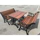 Cast iron garden table/bench rustic golden oak finish wood 2+1 set