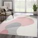 White 72 x 48 x 0.4 in Area Rug - Orren Ellis Thomasina DEC120A Cream Pink Mid Century Area Rug Polypropylene | 72 H x 48 W x 0.4 D in | Wayfair