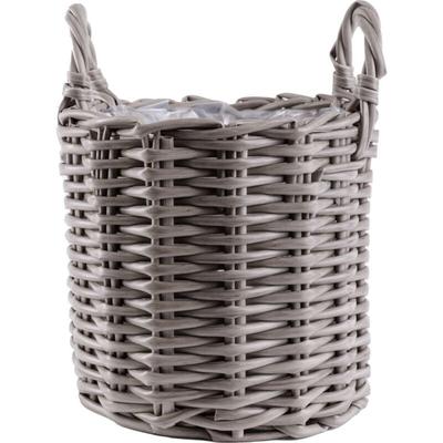 Pflanzkorb Blumenkasten Blumentopf ø 46 x 34 cm Geflochten Grau - Trendline Image