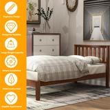 Wood Platform Bed with Headboard/Wood Slat Support，Twin (Walnut)