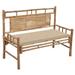 vidaXL Patio Bench with Cushion 47.2" Bamboo - 47.2" x 21.7" x 35.4"