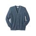 Men's Big & Tall Shaker Knit V-Neck Cardigan Sweater by KingSize in Navy Marl (Size 7XL)