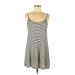 Brandy Melville Casual Dress - A-Line Scoop Neck Sleeveless: Gray Print Dresses