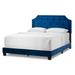 Aria Navy Blue Velvet Queen Bed with Piping and Button Tufting - Glamour Home GHUB-1369