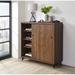 Wooden Rectangular Cabinet with 2 Sliding Doors and 4 Shelves,Oak