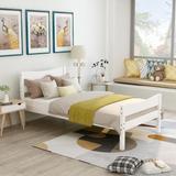 Minimalistic, Stylish and Contemporary Twin Size Wood Platform Bed with Headboard and Wooden Slat Support