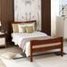 Modern Simple Style Twin Size Wooden Platfrom Bed with Horizontal Slats Headboard & Footboard and Wooden Slat Support