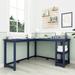 Latitude Run® Peytin Corner Desk W/Shelves Wood in Blue | 29.75 H x 55.25 W x 55.25 D in | Wayfair 8C6CF728A4C5477BB199FD070D8B2A5D