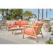 Corrigan Studio® Goronwy Deep Teak Sofa Seating Group w/ Sunbrella Cushions Wood/Natural Hardwoods/Teak in Brown/White | Outdoor Furniture | Wayfair