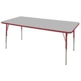 Factory Direct Partners Rectangle T-Mold Adjustable Height Activity Table w/ Standard Swivel Glide Legs Laminate/Metal in Red/Gray | 30 H in | Wayfair