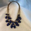 J. Crew Jewelry | J Crew 22" Double Strand Blue Bobble Necklace | Color: Blue/Gold | Size: 22" Necklace