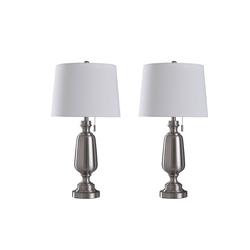 "Cory Martin Pair Of 30.5"" Metal Table Lamp In Brushed Steel - Fangio Lighting W-1610BS-2pk"