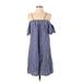 C. Wonder Casual Dress - Mini Square Sleeveless: Blue Print Dresses - Women's Size Small