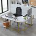 Mercury Row® Aon L-Shape Desk Wood/Metal in Gray/White | 29.41 H x 54.21 W x 54.21 D in | Wayfair FA9324458CF4400AB512F873F36CD0A2