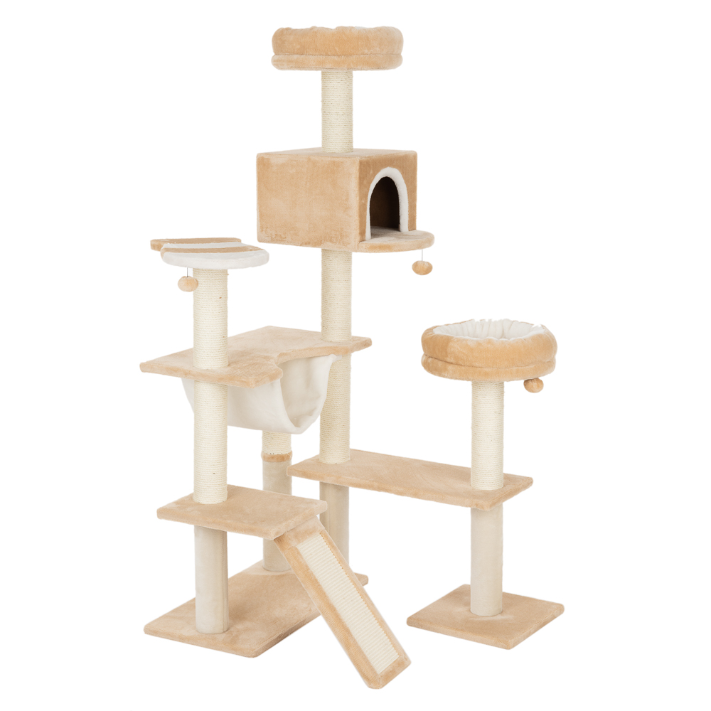 Beige Gingerbread House Cat Tree with Ladder