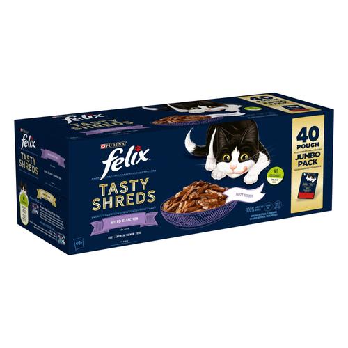 40x80g Mixed Selection Tasty Shreds Felix Wet Cat Food