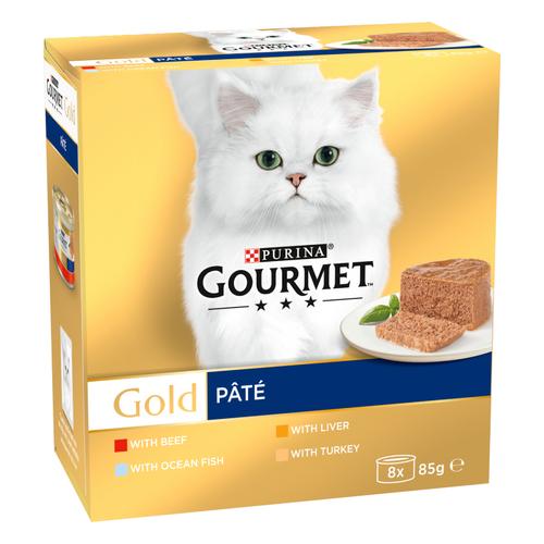 96x85g Multipack (Ocean Fish, Liver, Turkey, Beef) Gourmet Gold Pâté Wet Cat Food
