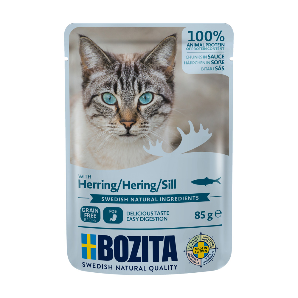 12x85g Herring Bozita Chunks in Sauce Wet Cat Food