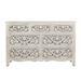 Bungalow Rose Mazlum 7 Drawer 57" W Solid Wood Double Dresser Wood in White/Brown | 36 H x 57 W x 18 D in | Wayfair