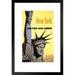 Trinx New York United Air Lines Vintage Travel Matted Framed Art Print Wall Decor 20X26 Inch Paper | 26 H x 20 W x 1.5 D in | Wayfair