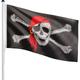 FLAGMASTER® Fahnenmast - mit Fahne, Jolly Roger, 6m, Stabil, Aluminium, Höhenverstellbar,