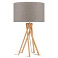 Lampe de table bambou abat-jour lin lin fonc√©, h. 59cm