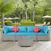 5Pcs Patio Furniture Rattan Sectional Sofa Set with Removable Cushions