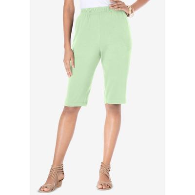 Plus Size Women's Plus Size Soft Knit Pull-on Bermuda Short by Roaman's in Green Mint (Size 3X) Pull On Elastic Waist
