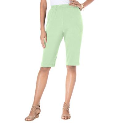 Plus Size Women's Soft Knit Bermuda Short by Roaman's in Green Mint (Size 5X) Pull On Elastic Waist