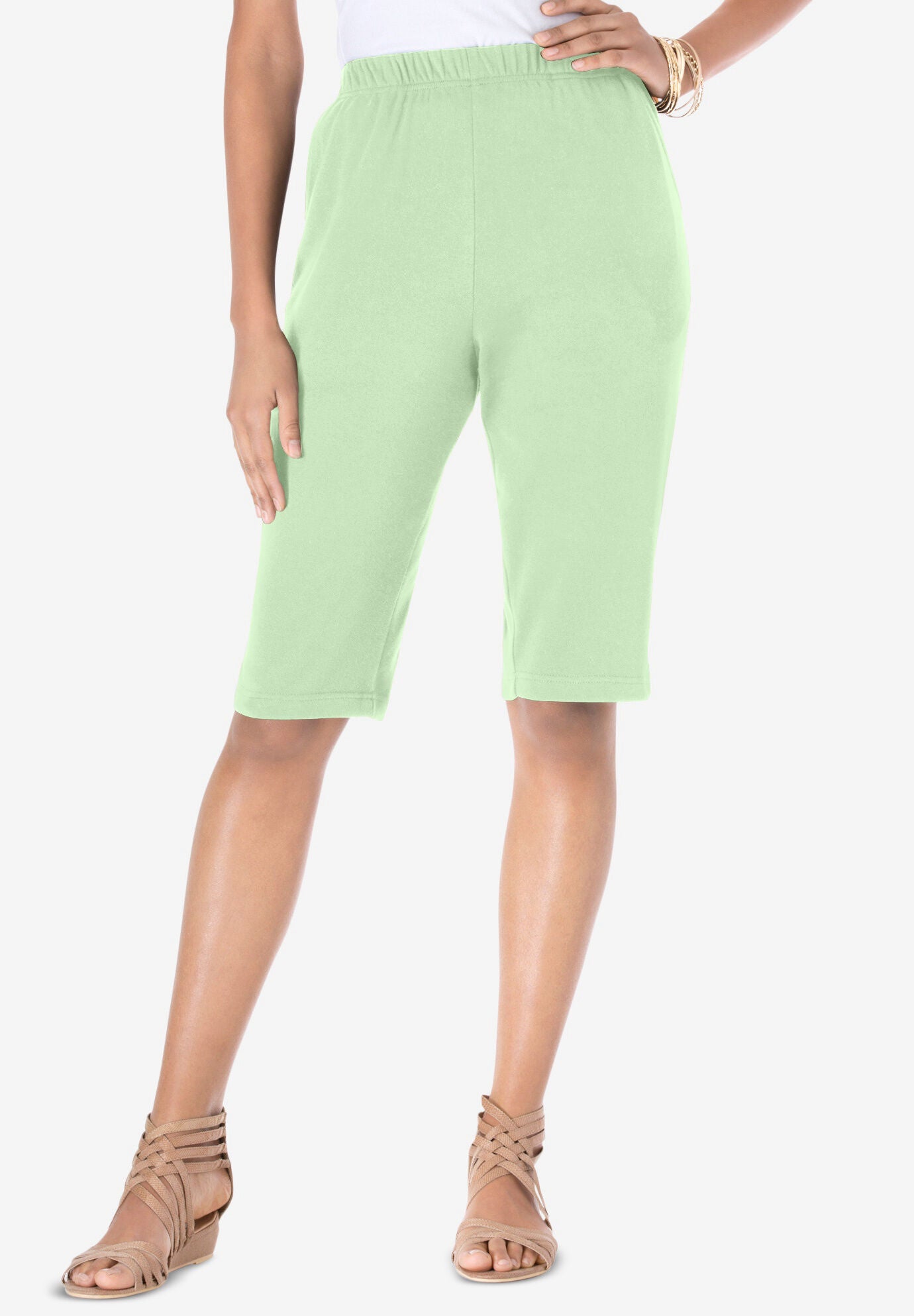 Plus Size Women's Plus Size Soft Knit Pull-on Bermuda Short by Roaman's in Green Mint (Size 4X)
