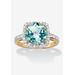Plus Size Women's 14K Yellow Gold Over Silver Genuine Blue Topaz And Round Cz Ring by PalmBeach Jewelry in Gold (Size 7)