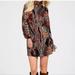 Free People Dresses | Free People All Dolled Up Mini Dress Paisley Multi Long Sleeve High Neck Sz M | Color: Black/Red | Size: M