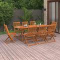 Susany 9 Piece Garden Dining Set Garden Table with 8 Garden Chairs Wood Patio Chair with Backrest Outdoor Furniture Set Wooden Extending Dining Table and Folding Chair Solid Acacia Wood