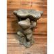 STONE GARDEN FROG TOAD LILY BIRD BATH STATUE ORNAMENT