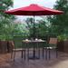 Red Barrel Studio® Abi-Louise Faux Teak Patio Table, 2 Chairs & 9FT Patio Umbrella w/ Base redPlastic | 35.25 W x 35.25 D in | Wayfair