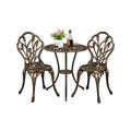 3tlg Bistro-Set Balkonset Gartenset Essgruppe Sitzgruppe Gartentisch mit 2 Stühlen, Bronze