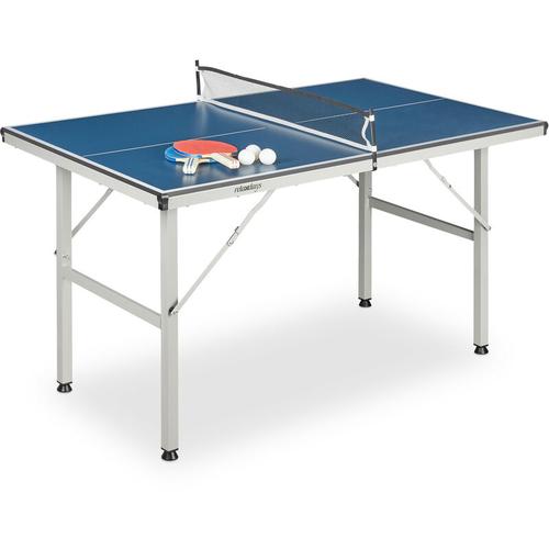 Tischtennisplatte Indoor, Midsize, mit Netz, 2 Schläger, 3 Bälle, Ping Pong Tisch HBT: 71 x 75 x