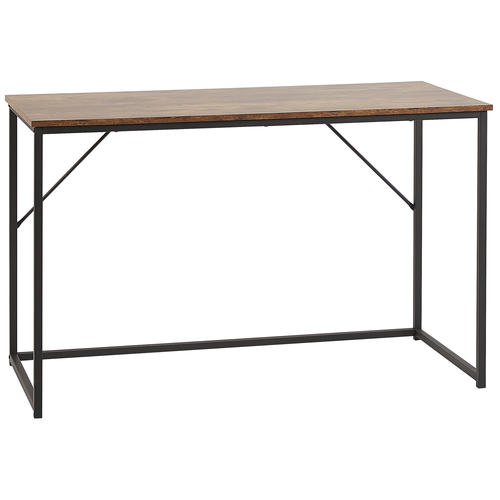 Schreibtisch dunkler Holzfarbton / schwarz Spanplatte mit Metallgestell 120 x 55 cm Industrieller Stil