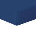 Drap housse lin lavé 180x200x40 bleu indigo