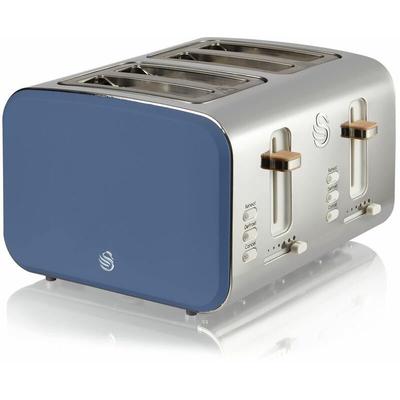4 Slice Nordic White Toaster - BLUE - Swan