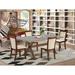 East West Furniture Dining Set- a Dining Table and Light Beige Linen Fabric Parson Chairs, Distressed Jacobean(Pieces Options)