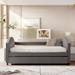 Contemporary Style Full size Upholstered Daybed with Twin Size Trundle, Wood Slat Support