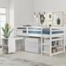 Contemporary Style Low Study Twin Loft Bed with Cabinet and Rolling Portable Desk