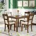 5 Piece Dining Table Set Industrial Mdf Wooden Kitchen Table and 4 Burlap Upholstered Chairs for Dining Room