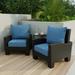 24" x 47" Blue Solid Outdoor Deep Seat Chair Cushion Set