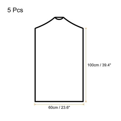 100x60cm Garment Cover, 5 Pack PE Dustproof Protector Bags Clear