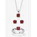 Women's 3-Piece Birthstone .925 Silver Necklace, Earring And Ring Set 18" by PalmBeach Jewelry in January (Size 5)