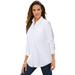 Plus Size Women's Long-Sleeve Kate Big Shirt by Roaman's in White (Size 14 W) Button Down Shirt Blouse